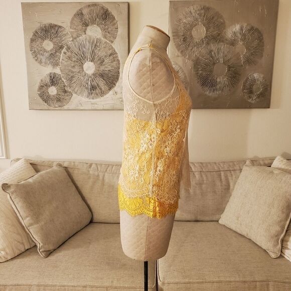 Reiss Kodi Double Layered Lace Top size 2 in Yellow - NEW - Picture 7 of 12